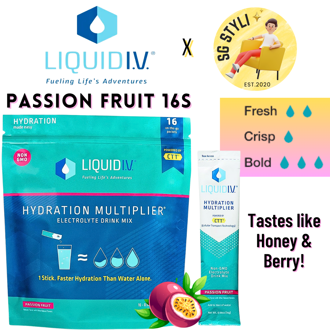 Liquid IV I.V. Hydration Multiplier Electrolyte Drink Lemon Lime 16 Packs (8 Flavours)