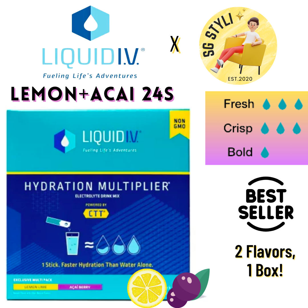 Liquid IV I.V. Hydration Multiplier Electrolyte Drink Lemon Lime 16 Packs (8 Flavours)