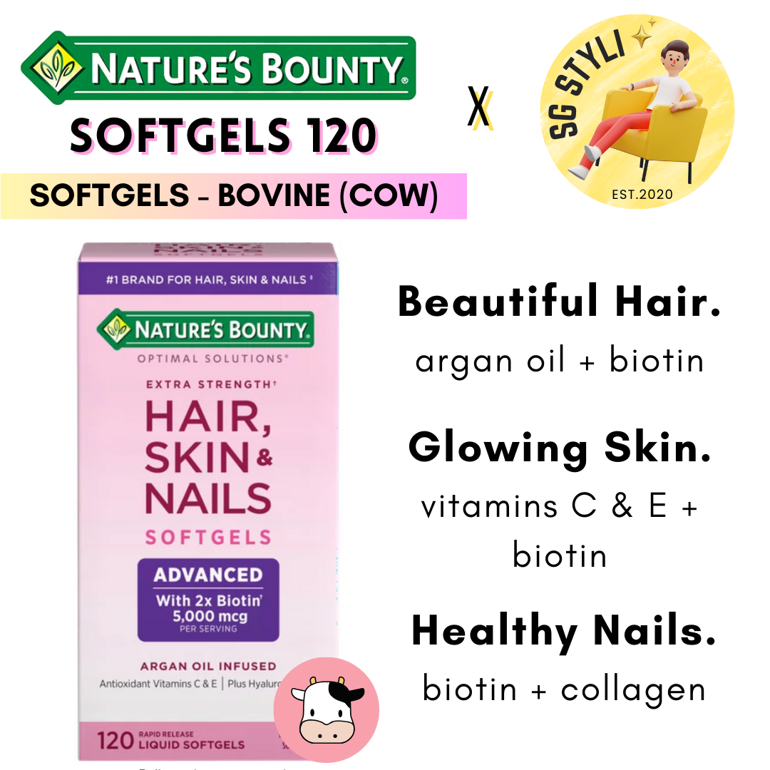 Nature's Bounty Extra Strength Hair, Skin, Nails 120/150 Softgels Vitamins (Biotin Boost)