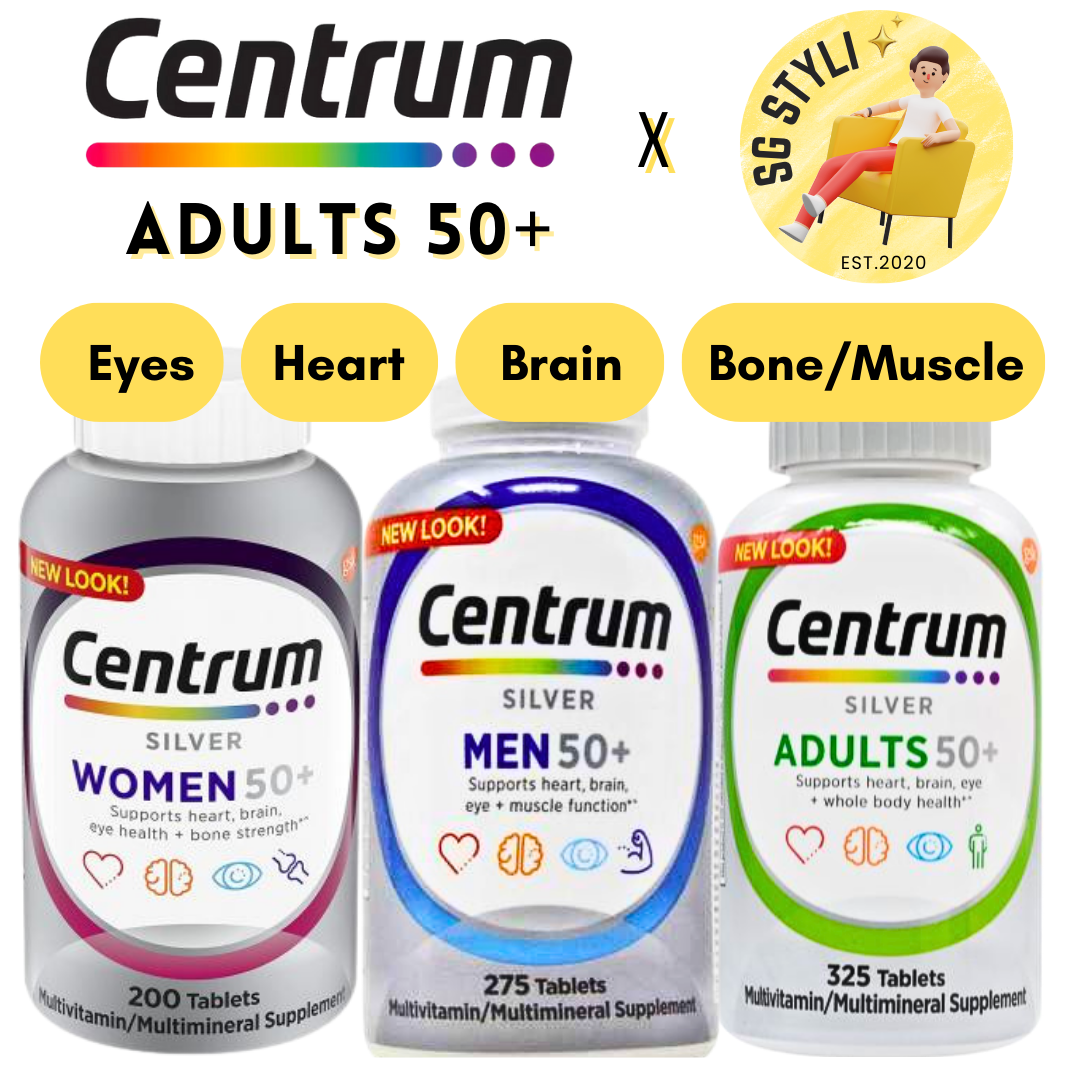 Centrum Silver Adults Age 50+ Women/Men 100/200/275 Tabs Multivitamins (Bone Health)