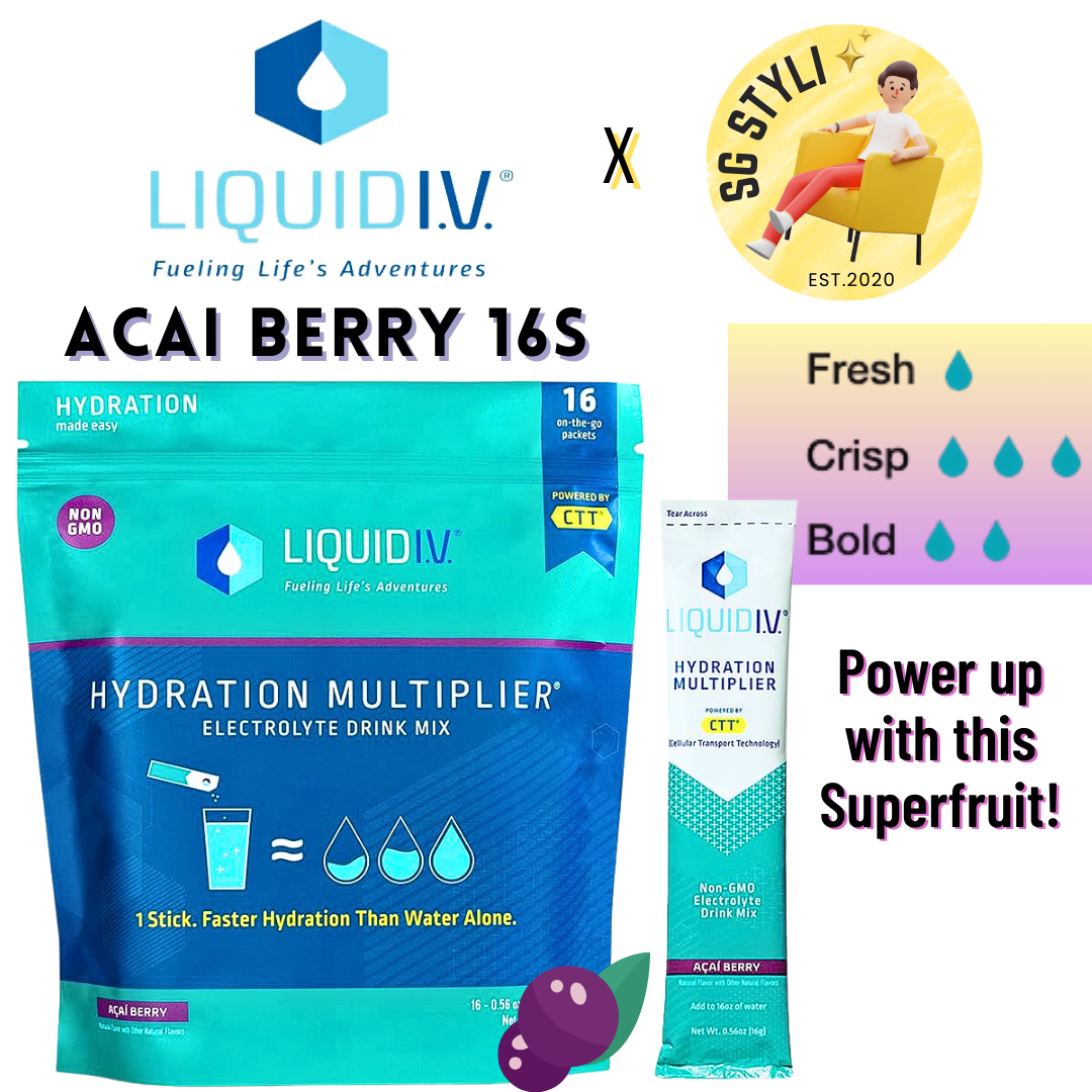 Liquid IV I.V. Hydration Multiplier Electrolyte Drink Lemon Lime 16 Packs (8 Flavours)