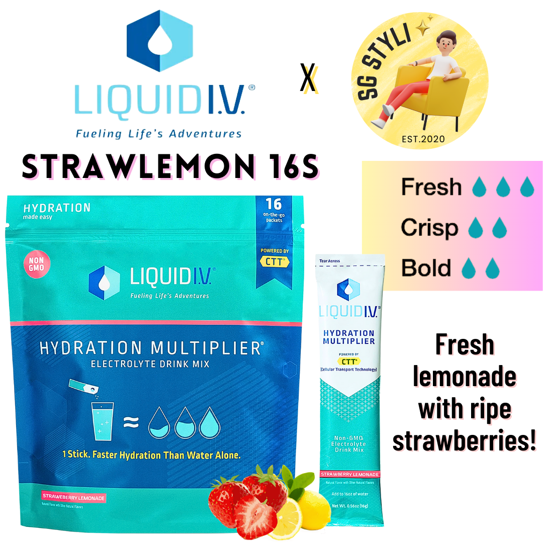 Liquid IV I.V. Hydration Multiplier Electrolyte Drink Lemon Lime 16 Packs (8 Flavours)