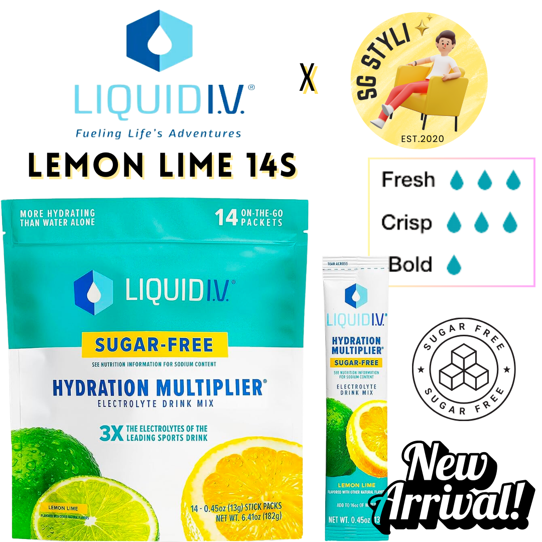 Liquid IV I.V. Hydration Multiplier Electrolyte Drink Lemon Lime 16 Packs (8 Flavours)