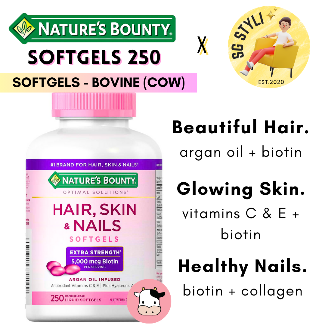 Nature's Bounty Extra Strength Hair, Skin, Nails 120/150 Softgels Vitamins (Biotin Boost)