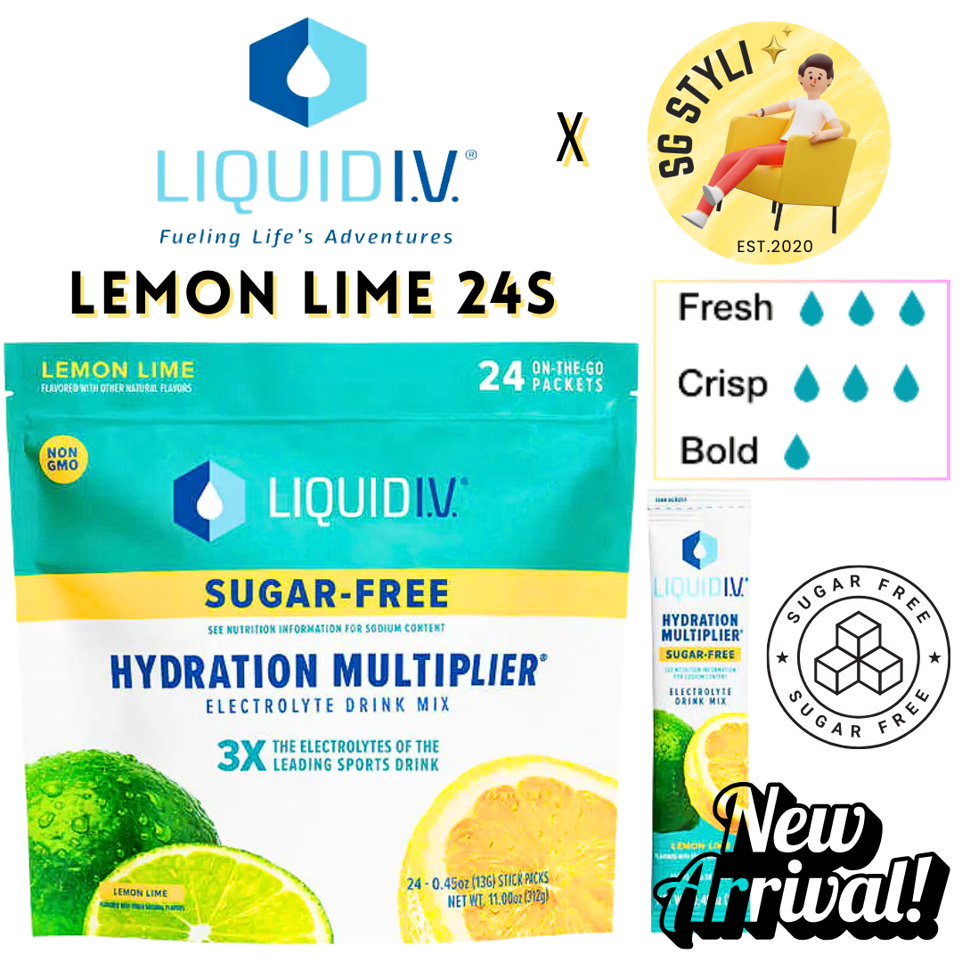 Liquid IV I.V. Hydration Multiplier Electrolyte Drink Lemon Lime 16 Packs (8 Flavours)