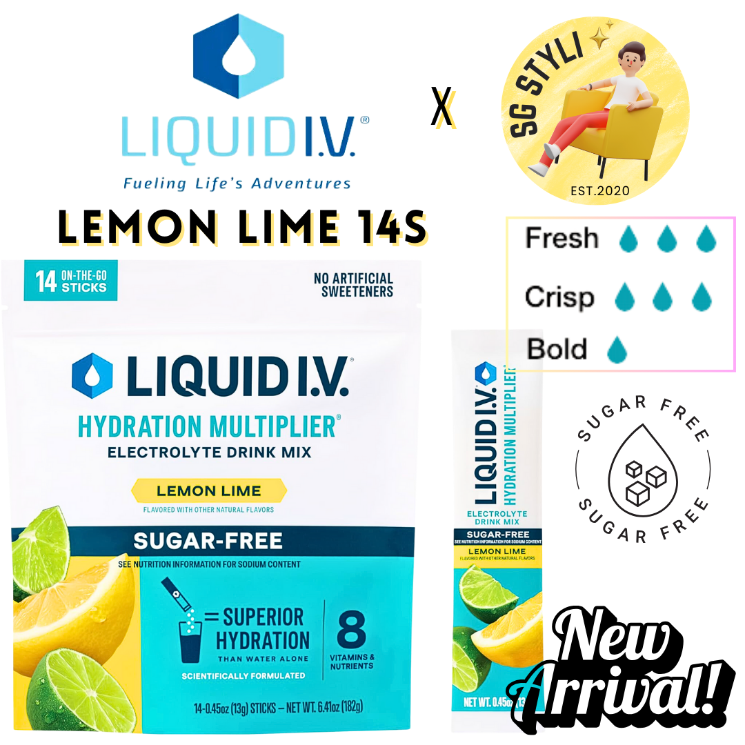 Liquid IV I.V. Hydration Multiplier Electrolyte Drink Lemon Lime 16 Packs (8 Flavours)