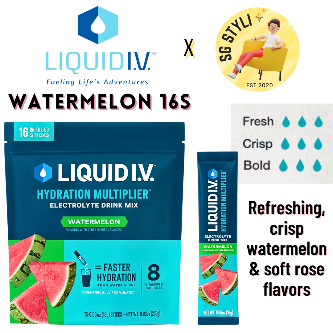 Liquid IV I.V. Hydration Multiplier Electrolyte Drink Lemon Lime 16 Packs (8 Flavours)