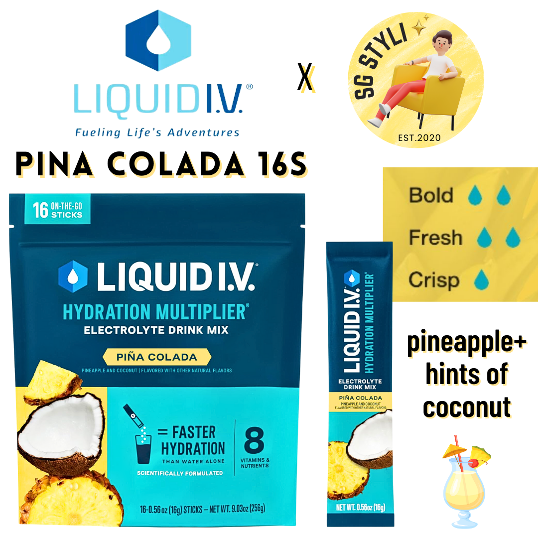 Liquid IV I.V. Hydration Multiplier Electrolyte Drink Lemon Lime 16 Packs (8 Flavours)