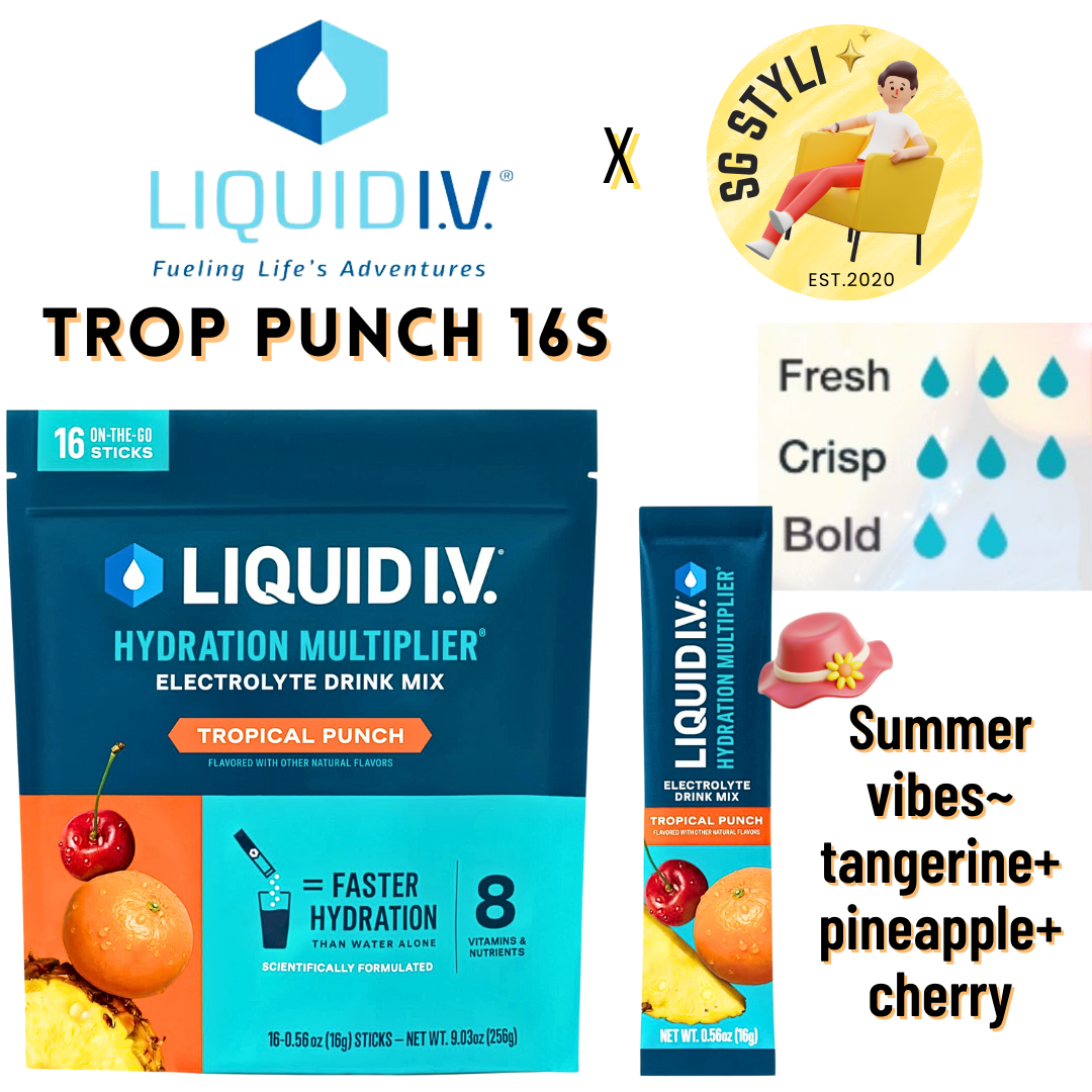 Liquid IV I.V. Hydration Multiplier Electrolyte Drink Lemon Lime 16 Packs (8 Flavours)