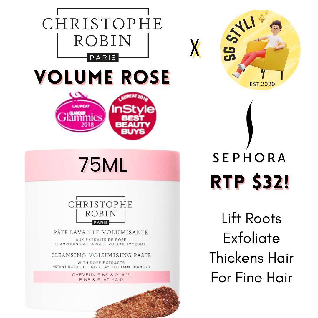 Christophe Robin Volume Shampoo Paste with Rassoul Clay and Rose Extracts 75ml / 250ml (Volume for Fine Hair)