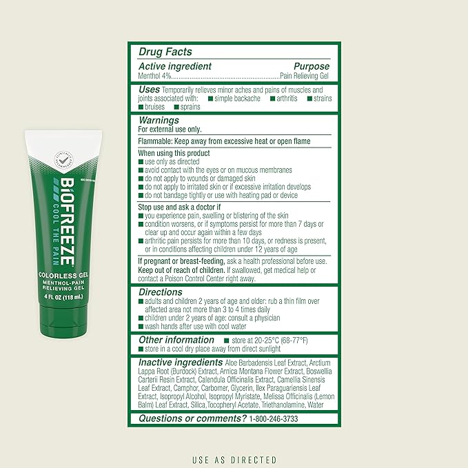 Biofreeze Professional Pain Relief Roll-on 89ml Menthol Topical Pain Reliever Fast Acting (Pain-Relief)