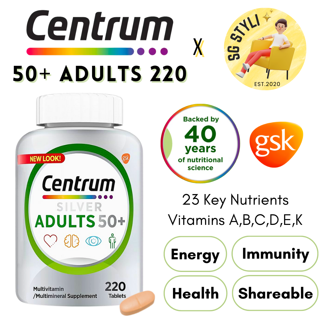 Centrum Silver Adults Age 50+ Women/Men 100/200/275 Tabs Multivitamins (Bone Health)