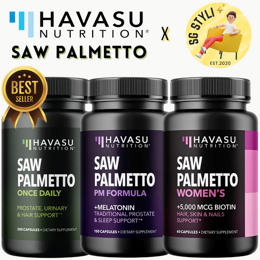 Havasu Nutrition Saw Palmetto Prostate Health Formula 100/200 Tabs Men/Women/Melatonin (Vegan)