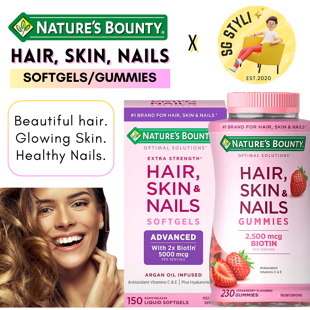 Nature's Bounty Extra Strength Hair, Skin, Nails 120/150 Softgels Vitamins (Biotin Boost)