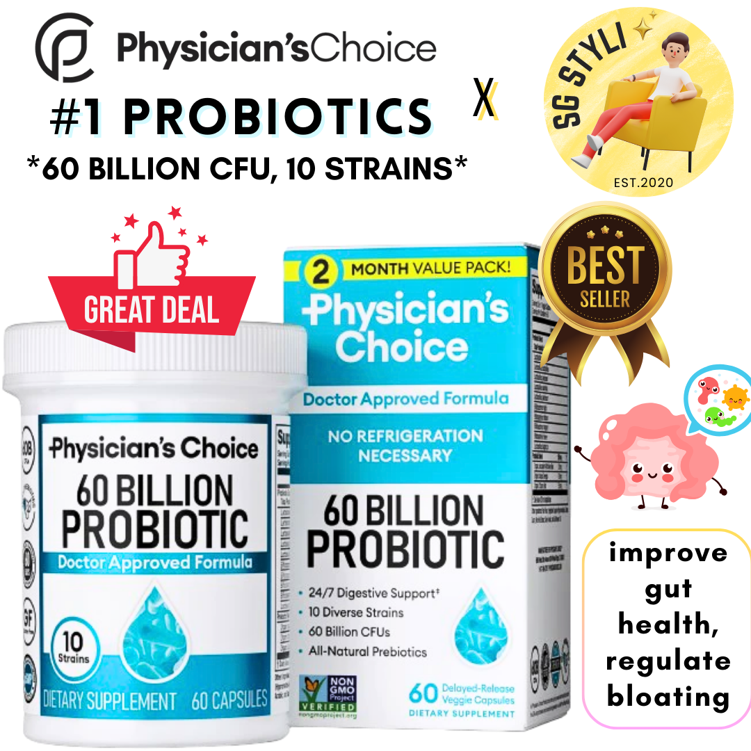 Physician's Choice Probiotics for Gut Health/ IBS 60 Billion CFU, 10 Diverse Strains