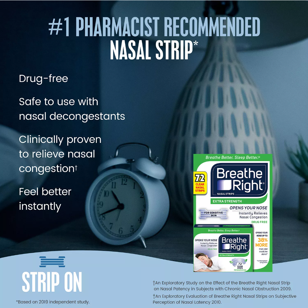 Breathe Right Nasal Strips 10/30/44/72's Extra Strength (Clear/Tan) (Breathe Better)