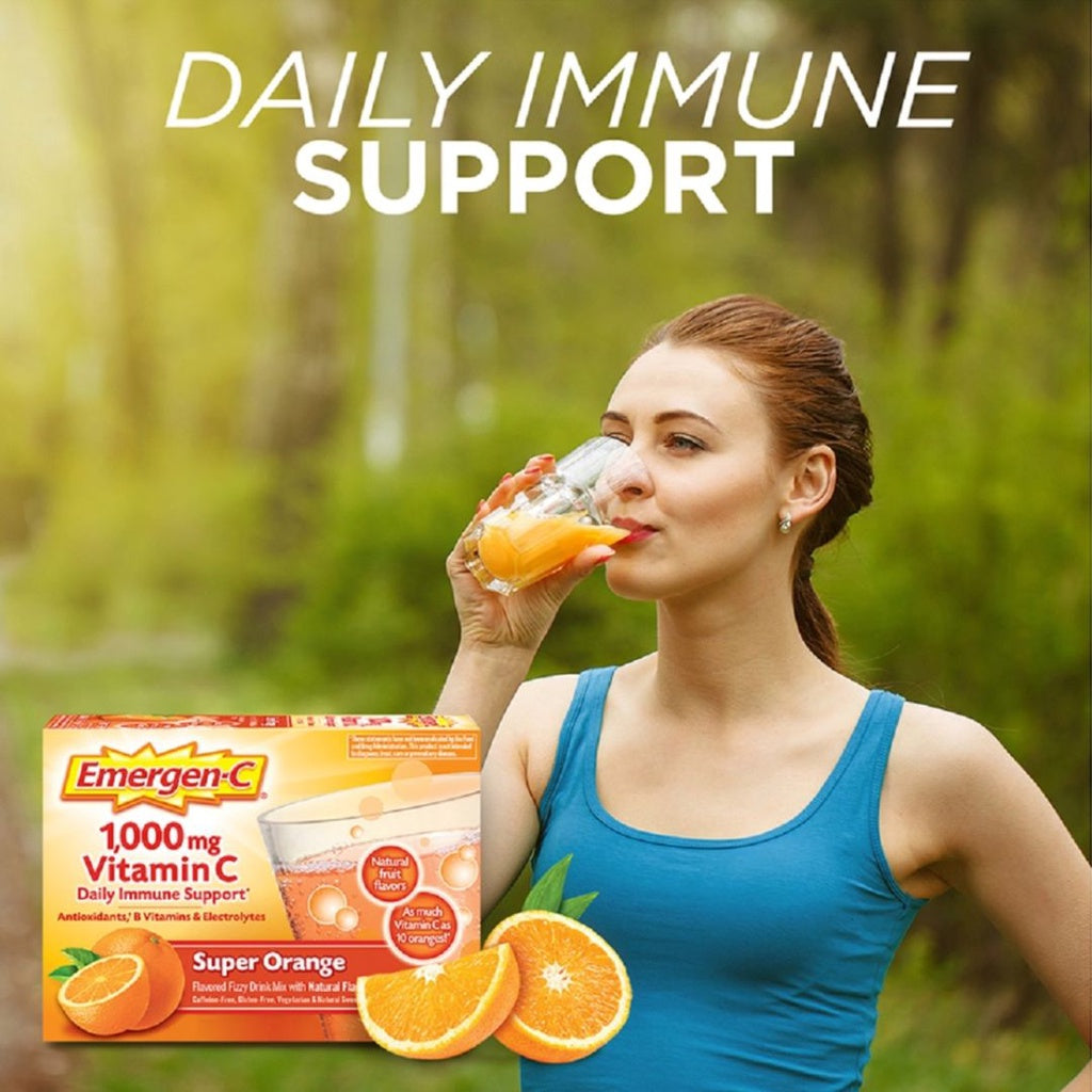 Emergen-C 1000mg Vitamin C Powder for Daily Immune Support 30 Packets (Orange/Raspberry/Tangerine)