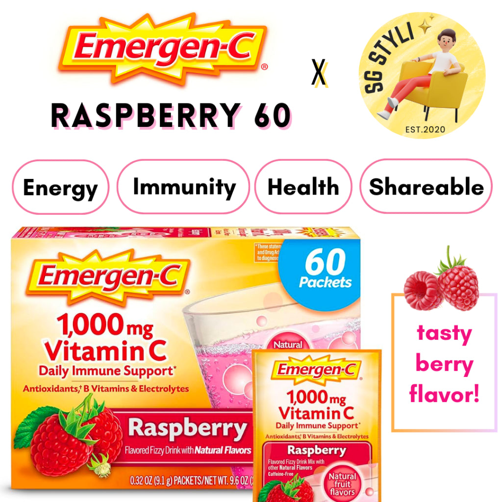 Emergen-C 1000mg Vitamin C Powder for Daily Immune Support 30 Packets (Orange/Raspberry/Tangerine)