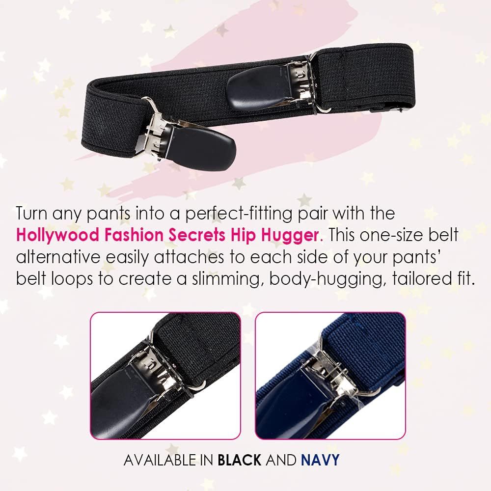 Hollywood Fashion Secrets Hip Hugger Belt in Navy/Black