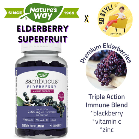 Nature's Way Sambucus Elderberry Herbal Supplement 60/120 Gummies (Immunity)