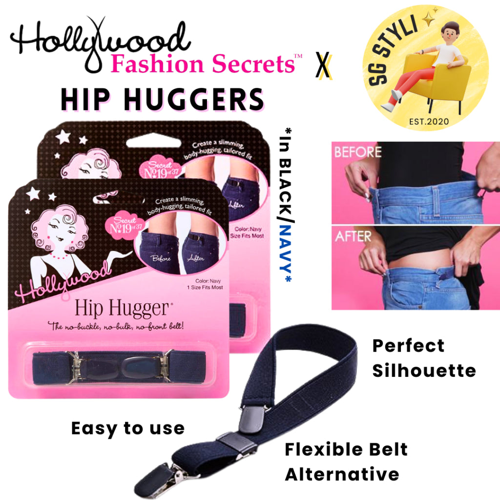 Hollywood Fashion Secrets Hip Hugger Belt in Navy/Black