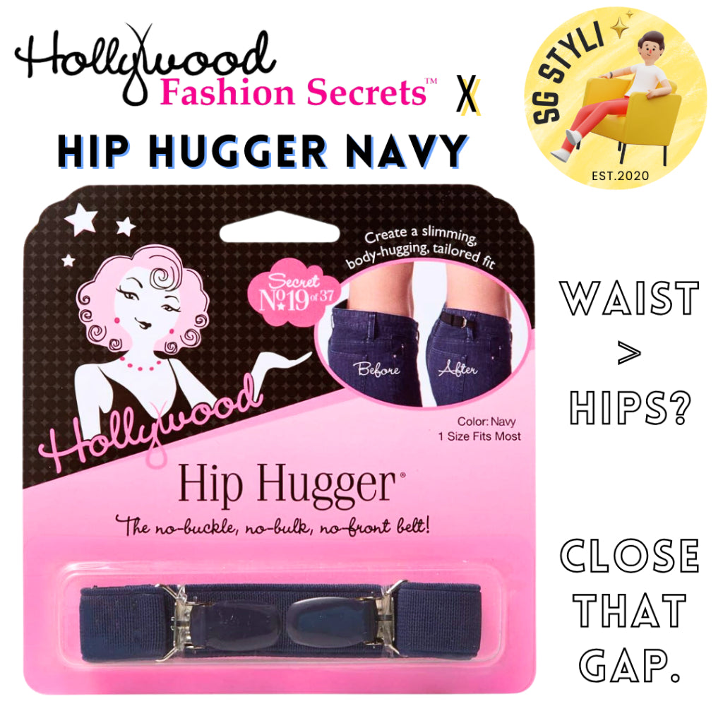 Hollywood Fashion Secrets Hip Hugger Belt in Navy/Black