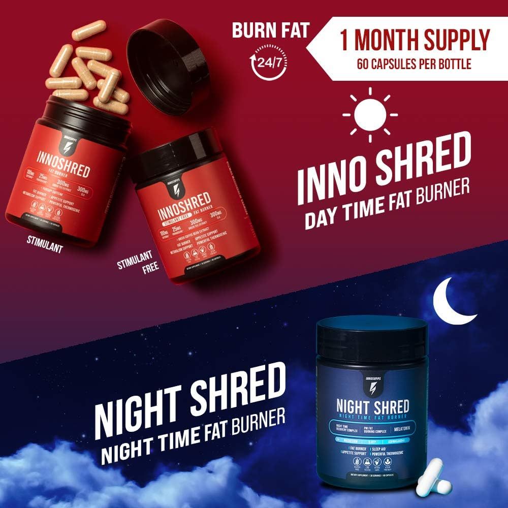 Innocleanse Innosupps Night Shred Black Fat Burner 90 Capsules 3 Months VEGAN Supply Natural Sleep