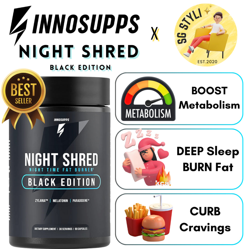 Innocleanse Innosupps Night Shred Black Fat Burner 90 Capsules 3 Months VEGAN Supply Natural Sleep