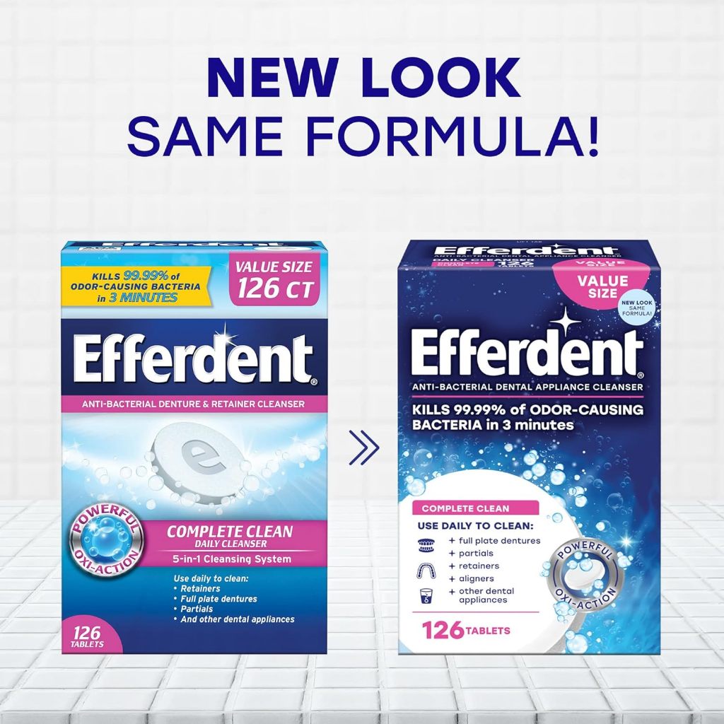 Efferdent Retainer Cleaning Tablets (2/3/4 Months Supply) For Cleaner Retainers