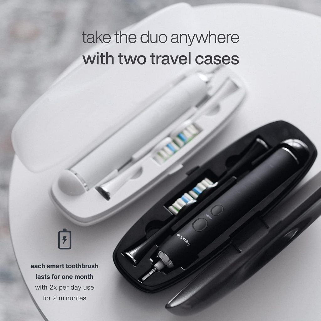 Aquasonic DUO PRO Sonic Toothbrush with UV Base & Travel Case Ultra Whitening NEW!