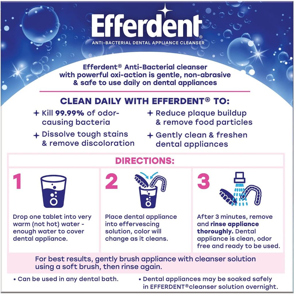 Efferdent Retainer Cleaning Tablets (2/3/4 Months Supply) For Cleaner Retainers