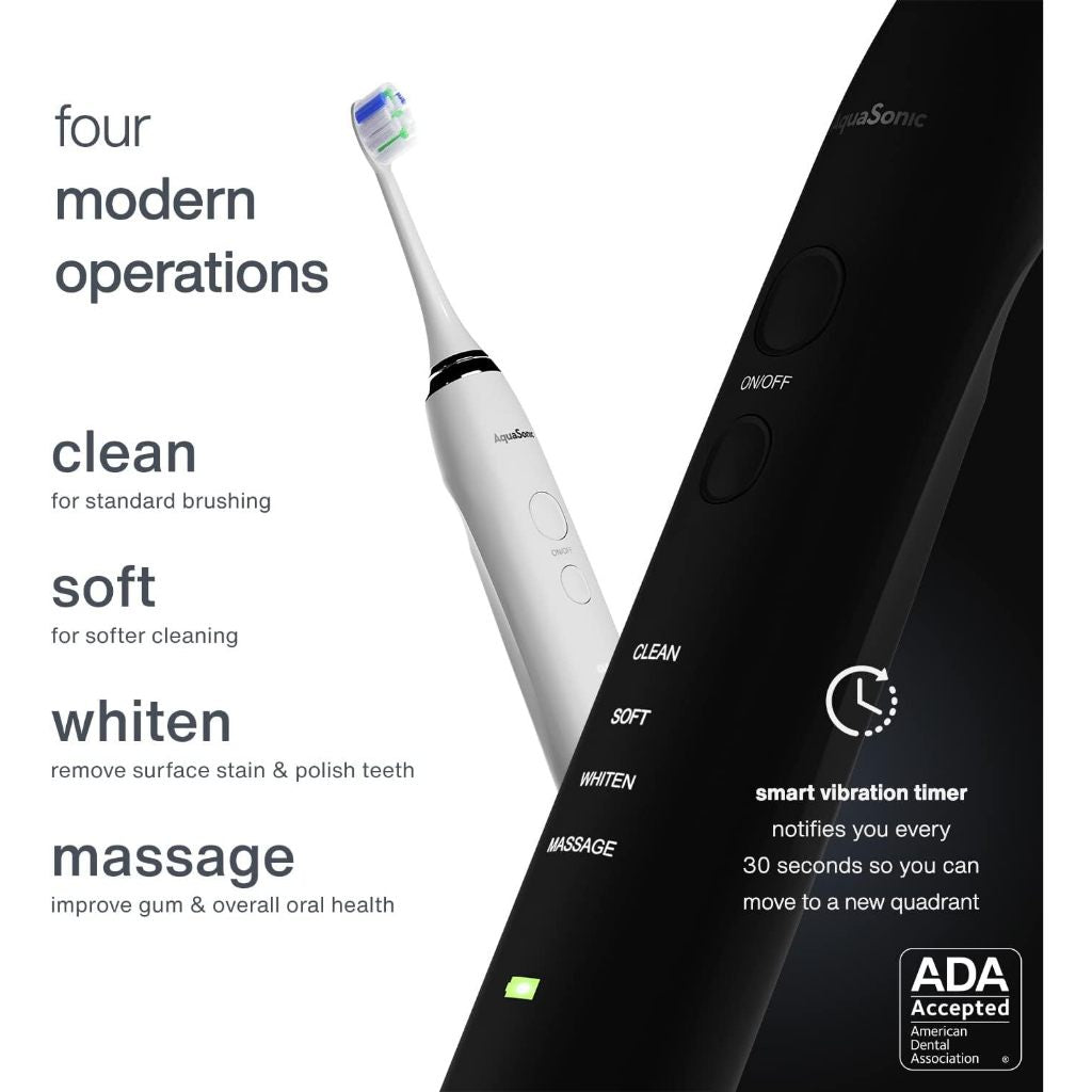 Aquasonic DUO PRO Sonic Toothbrush with UV Base & Travel Case Ultra Whitening NEW!