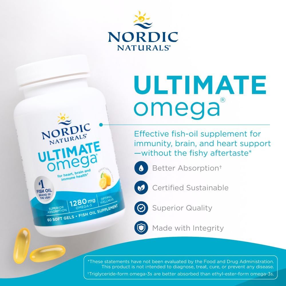 Nordic Naturals Omega 3 Fish Oil 1280mg 60/120/180 Softgels EPA DHA Brain Health