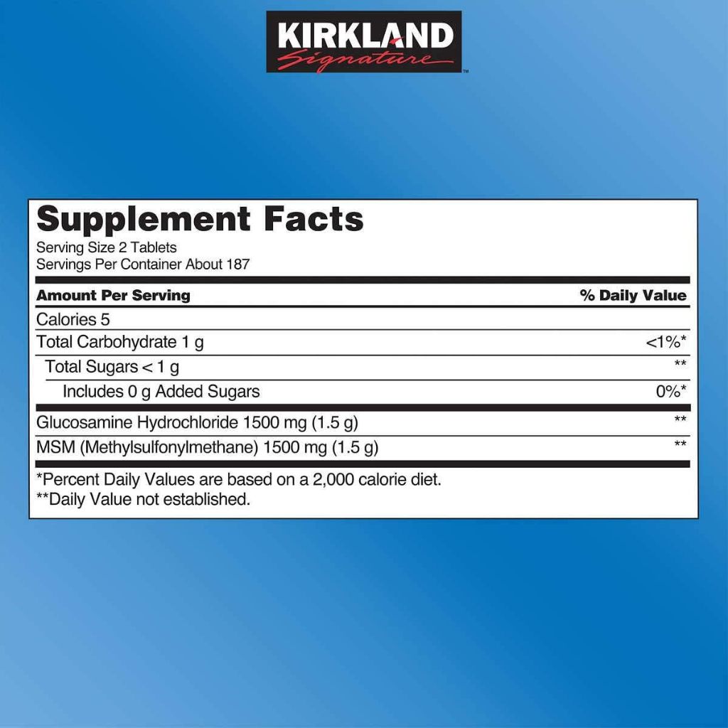 Kirkland Signature Glucosamine with MSM 375 Tablets Kirkland Signature Extra Strength (For Joints)