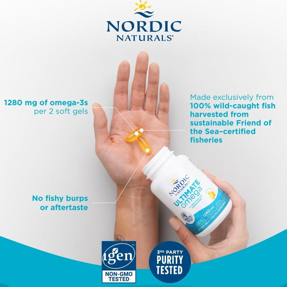 Nordic Naturals Omega 3 Fish Oil 1280mg 60/120/180 Softgels EPA DHA Brain Health