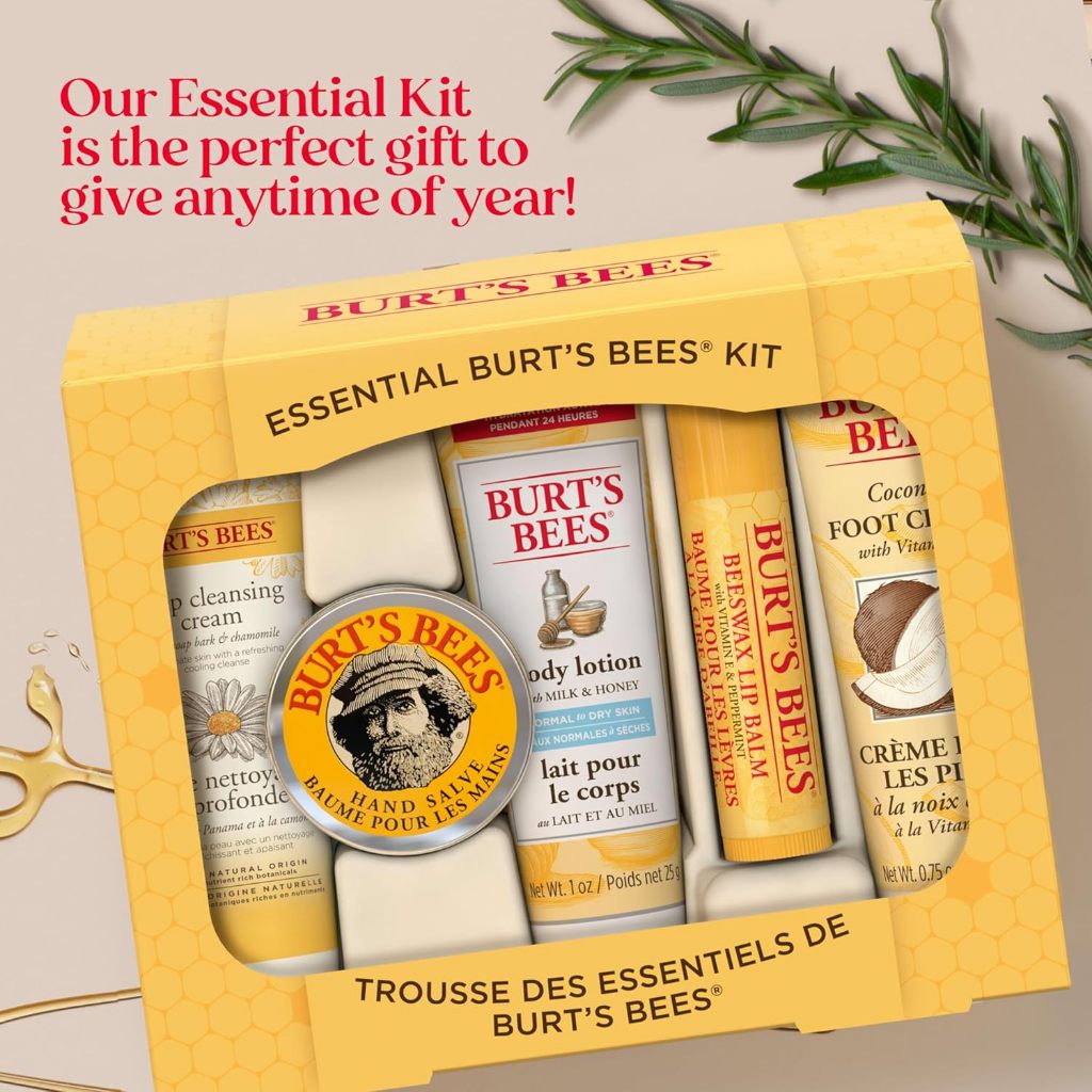 Burt's Bees Lip Balm Beauty Kit Essentials 5-in-1 Hand Salve, Body Lotion, Foot Cream