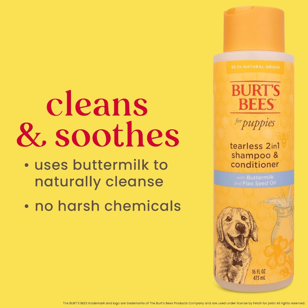 Burt's Bees for Pets Dog Puppies Shampoo Conditioner Spray Brush Essentials, Gentle & Safe pH Neutral