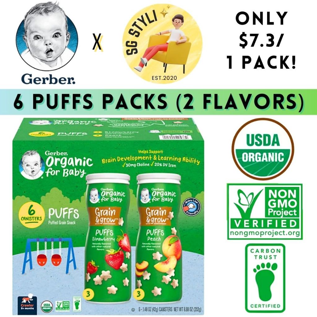 Gerber Graduates Puffs Cereal Snack Variety Nestle Grain & Grow Puffed Grain