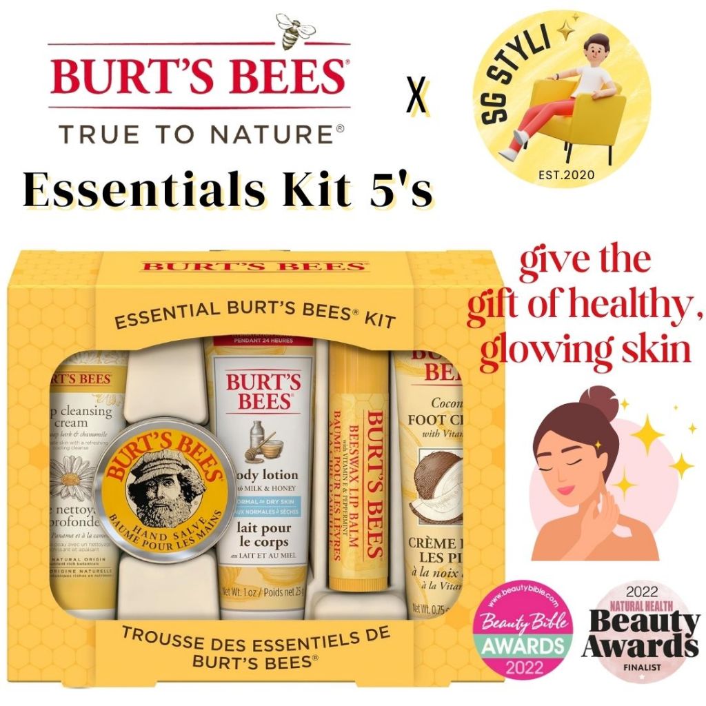 Burt's Bees Lip Balm Beauty Kit Essentials 5-in-1 Hand Salve, Body Lotion, Foot Cream