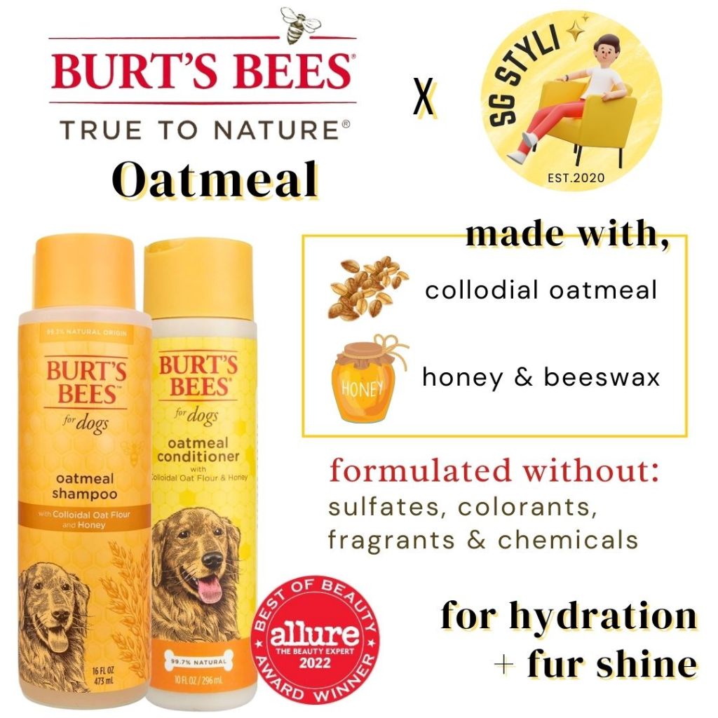 Burt's Bees for Pets Dog Puppies Shampoo Conditioner Spray Brush Essentials, Gentle & Safe pH Neutral