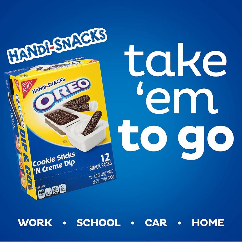 Oreo Handi-Snacks Cookie Sticks 'n Creme Dip, 20 Snack Packs Exp 10/2024