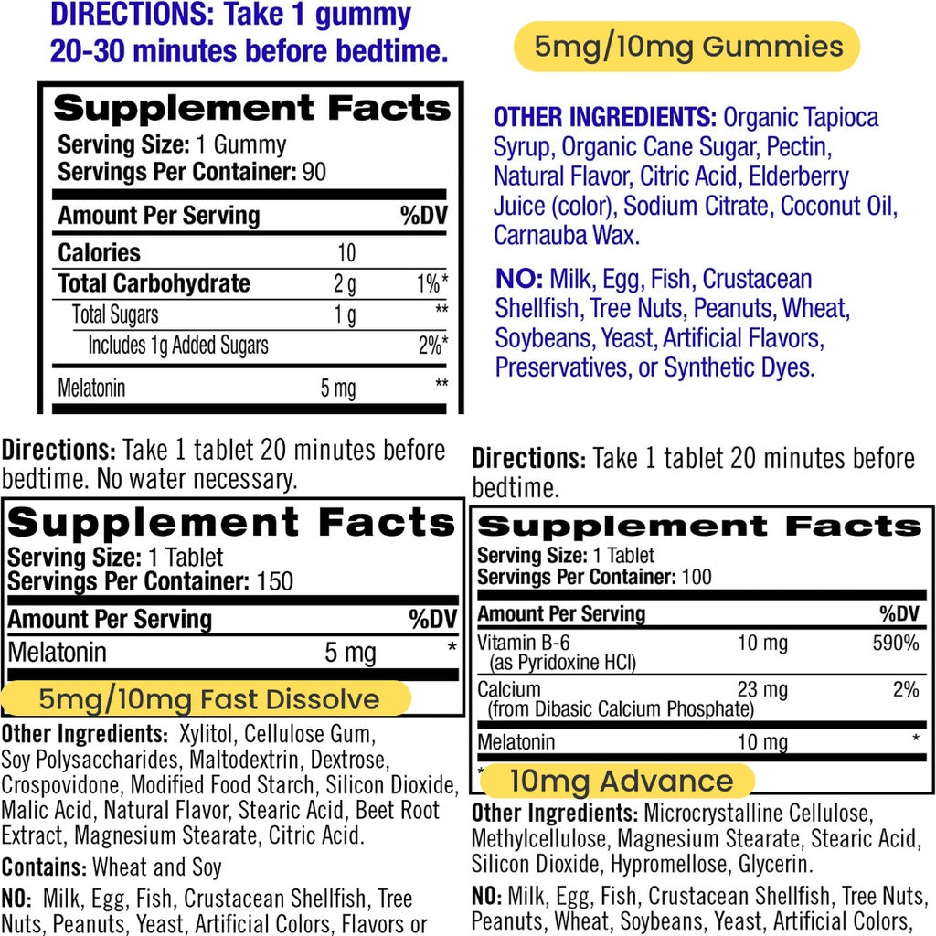 Natrol Melatonin 5/10mg 100/140/150 Sleep Tablets Gummies Timed Release Fast Dissolve Advance