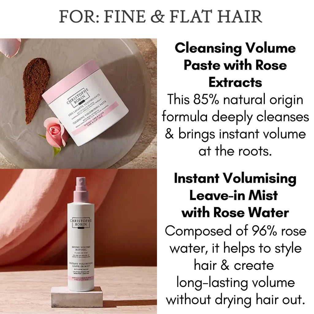 Christophe Robin Volume Shampoo Paste with Rassoul Clay and Rose Extracts 75ml / 250ml (Volume for Fine Hair)