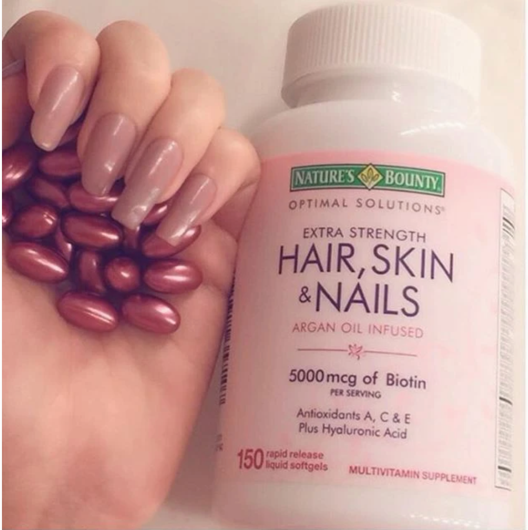 Nature's Bounty Extra Strength Hair, Skin, Nails 120/150 Softgels Vitamins (Biotin Boost)