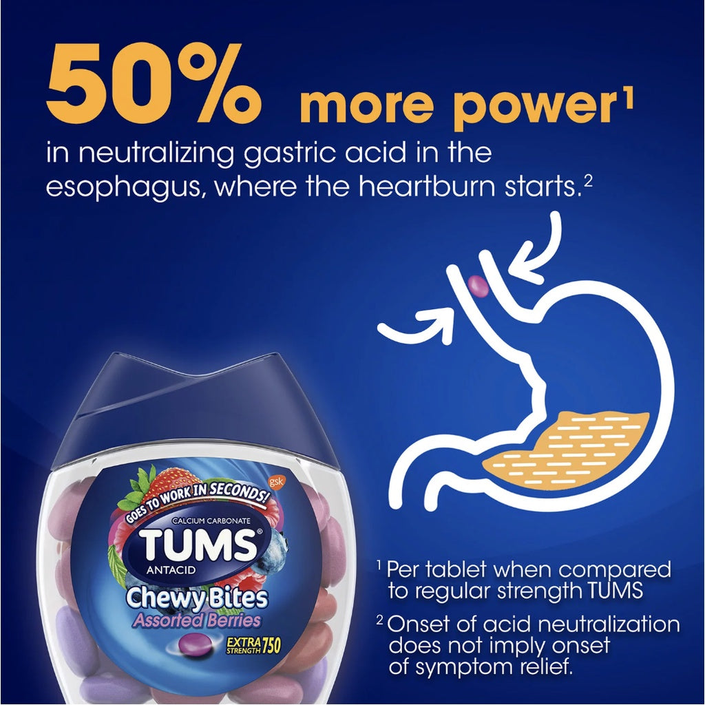 Tums Anatacids Ultra/Extra Strength 750/1000mg Assorted Berry/Fruits