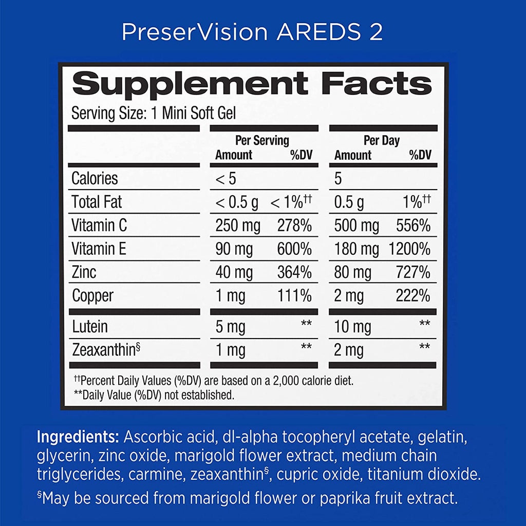 Bausch + Lomb PreserVision AREDS 2 Formula 120/210 Softgels (Eye Health)