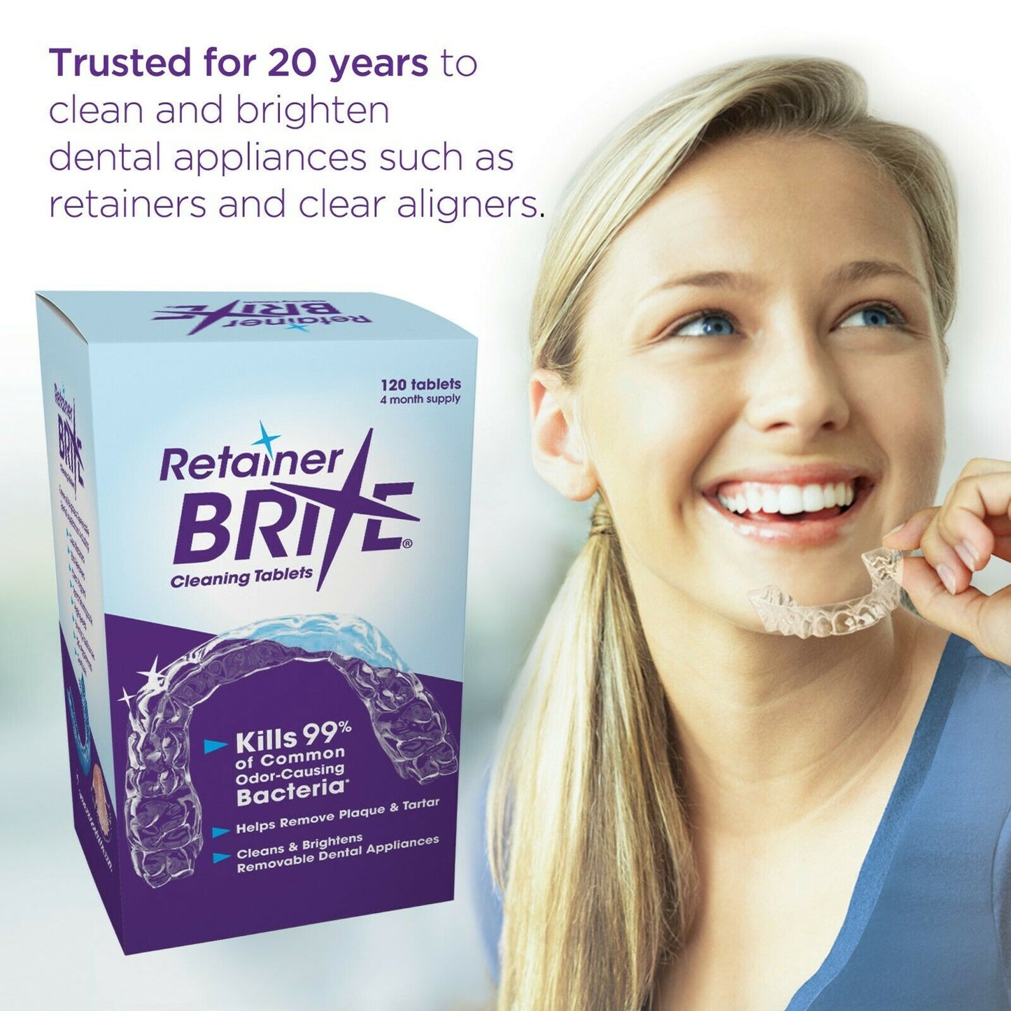 Retainer Brite Cleaning Tablets (1/3/4 Months Supply) For Cleaner Retainers