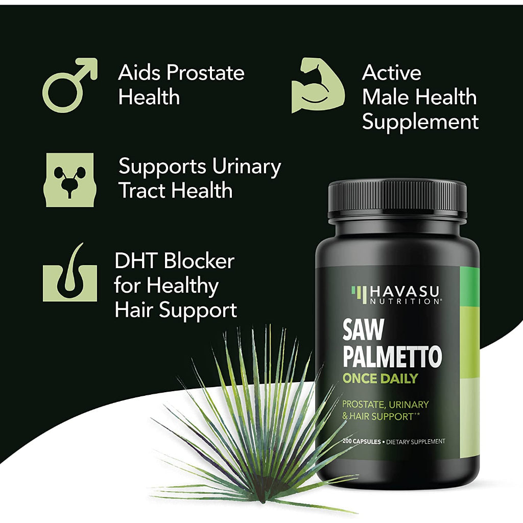 Havasu Nutrition Saw Palmetto Prostate Health Formula 100/200 Tabs Men/Women/Melatonin (Vegan)